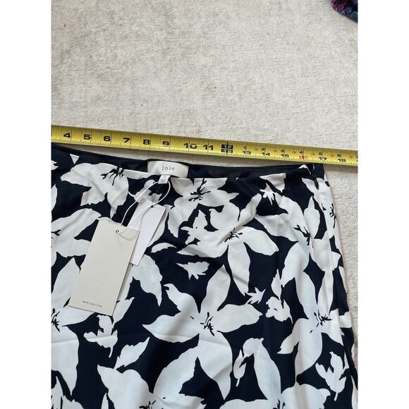 Joie Brystal High Waist MIDI Floral Black White Skirt NWT $248 Lined‎ Size 14 - Picture 8 of 9